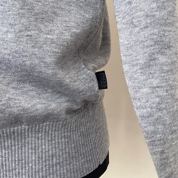 New Hugo Boss Sweater Half Zip Buttons Light Gary Sweater Pullover - Picture 4 of 10
